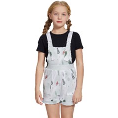 Background-white Abstrack Kids  Short Overalls