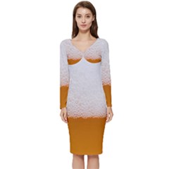 Beer-001 Long Sleeve V-neck Bodycon Dress  by nate14shop