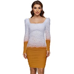 Beer-001 Women Long Sleeve Ruched Stretch Jersey Dress by nate14shop