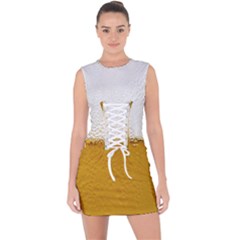 Beer-002 Lace Up Front Bodycon Dress by nate14shop