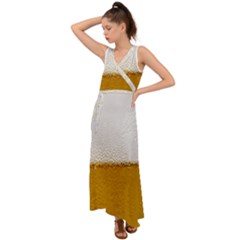 Beer-002 V-neck Chiffon Maxi Dress by nate14shop