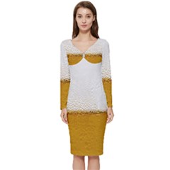 Beer-002 Long Sleeve V-neck Bodycon Dress  by nate14shop