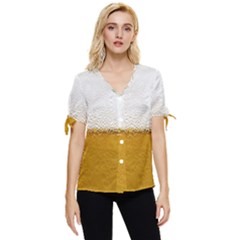 Beer-002 Bow Sleeve Button Up Top