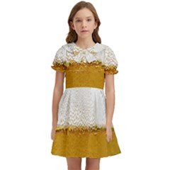 Beer-002 Kids  Bow Tie Puff Sleeve Dress