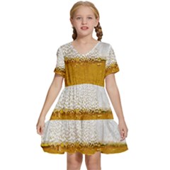 Beer-002 Kids  Short Sleeve Tiered Mini Dress