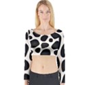 Leoperd-white-black Background Long Sleeve Crop Top View1