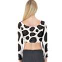 Leoperd-white-black Background Long Sleeve Crop Top View2