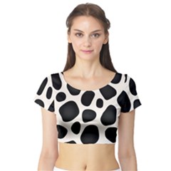 Leoperd-white-black Background Short Sleeve Crop Top by nate14shop