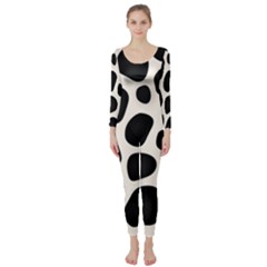 Leoperd-white-black Background Long Sleeve Catsuit by nate14shop