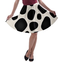 Leoperd-white-black Background A-line Skater Skirt by nate14shop