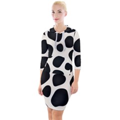 Leoperd-white-black Background Quarter Sleeve Hood Bodycon Dress by nate14shop