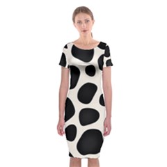 Leoperd-white-black Background Classic Short Sleeve Midi Dress by nate14shop