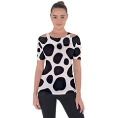 Leoperd-white-black Background Shoulder Cut Out Short Sleeve Top by nate14shop