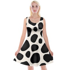 Leoperd-white-black Background Reversible Velvet Sleeveless Dress