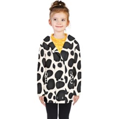 Leoperd-white-black Background Kids  Double Breasted Button Coat by nate14shop