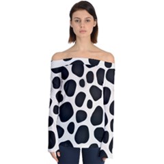 Leoperd-white-black Background Off Shoulder Long Sleeve Top by nate14shop