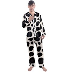 Leoperd-white-black Background Men s Long Sleeve Satin Pajamas Set by nate14shop