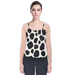 Leoperd-white-black Background Velvet Spaghetti Strap Top by nate14shop