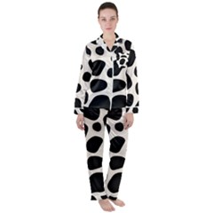 Leoperd-white-black Background Satin Long Sleeve Pajamas Set by nate14shop