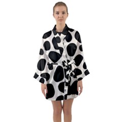 Leoperd-white-black Background Long Sleeve Satin Kimono by nate14shop