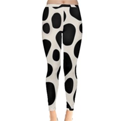 Leoperd-white-black Background Inside Out Leggings by nate14shop