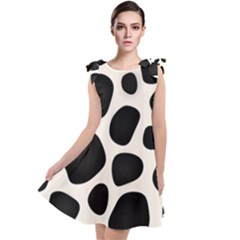 Leoperd-white-black Background Tie Up Tunic Dress by nate14shop