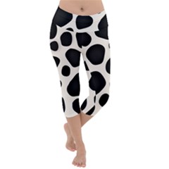 Leoperd-white-black Background Lightweight Velour Capri Yoga Leggings by nate14shop