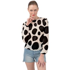 Leoperd-white-black Background Banded Bottom Chiffon Top by nate14shop