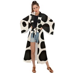 Leoperd-white-black Background Maxi Kimono by nate14shop