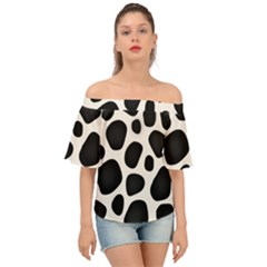 Leoperd-white-black Background Off Shoulder Short Sleeve Top by nate14shop