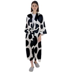 Leoperd-white-black Background Maxi Satin Kimono by nate14shop