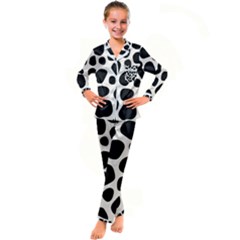 Leoperd-white-black Background Kid s Satin Long Sleeve Pajamas Set by nate14shop