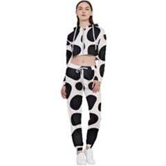 Leoperd-white-black Background Cropped Zip Up Lounge Set by nate14shop