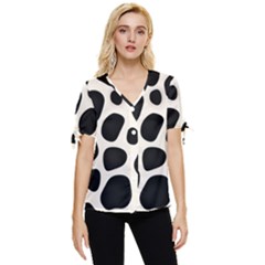 Leoperd-white-black Background Bow Sleeve Button Up Top by nate14shop