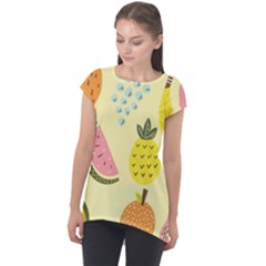 Graphic-fruit Cap Sleeve High Low Top by nate14shop