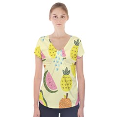 Graphic-fruit Short Sleeve Front Detail Top by nate14shop