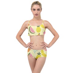 Graphic-fruit Layered Top Bikini Set