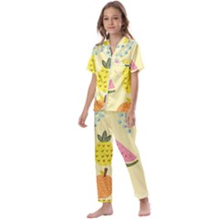 Graphic-fruit Kids  Satin Short Sleeve Pajamas Set