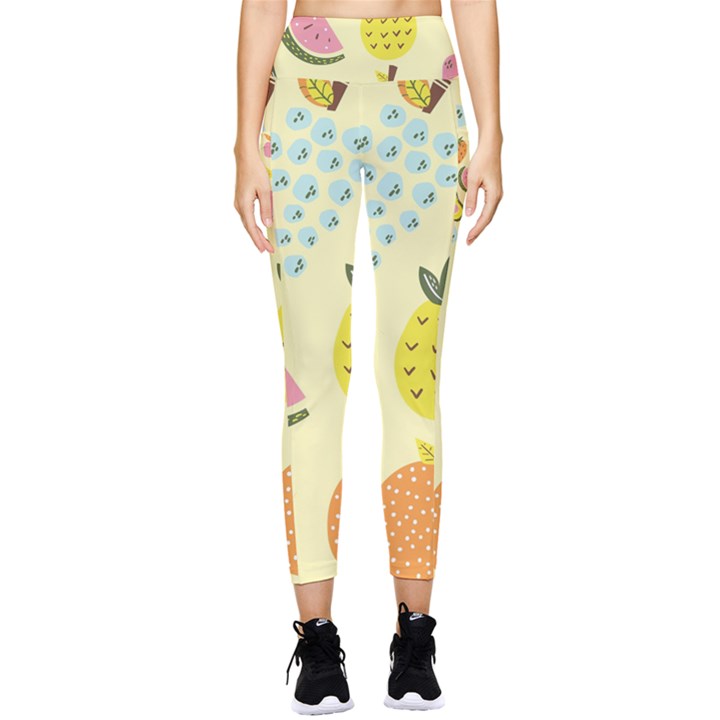 Graphic-fruit Pocket Leggings 