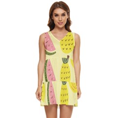 Graphic-fruit Tiered Sleeveless Mini Dress