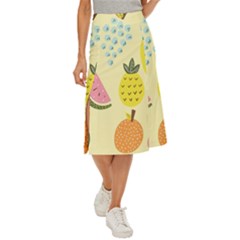 Graphic-fruit Midi Panel Skirt