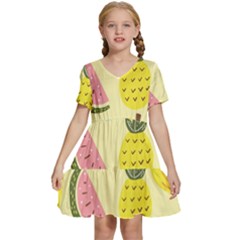 Graphic-fruit Kids  Short Sleeve Tiered Mini Dress by nate14shop