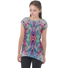 Painted Flames Symmetry Iv Cap Sleeve High Low Top by kaleidomarblingart