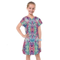 Painted Flames Symmetry Iv Kids  Drop Waist Dress by kaleidomarblingart