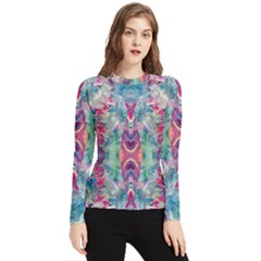 Painted Flames Symmetry Iv Women s Long Sleeve Rash Guard by kaleidomarblingart