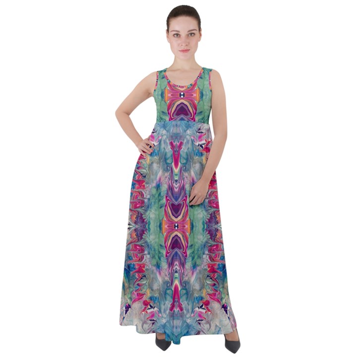 Painted flames symmetry IV Empire Waist Velour Maxi Dress