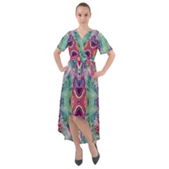 Painted Flames Symmetry Iv Front Wrap High Low Dress by kaleidomarblingart