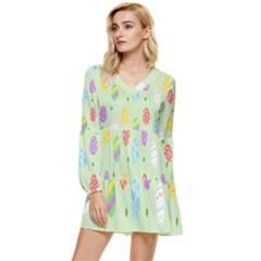 Eggs Tiered Long Sleeve Mini Dress