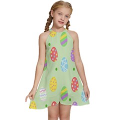 Eggs Kids  Halter Collar Waist Tie Chiffon Dress