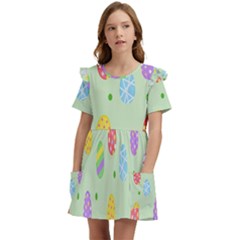 Eggs Kids  Frilly Sleeves Pocket Dress